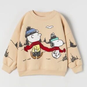 Peanuts Beige Sweater with Snoopy and Charlie Brown size 3-4